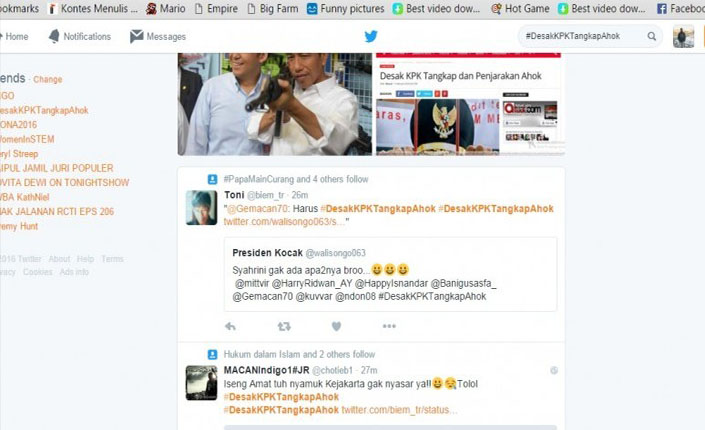 'Desak KPK Tangkap Ahok' Jadi Trending Topic Twitter
